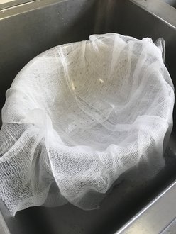 cheese cloth lined strainer